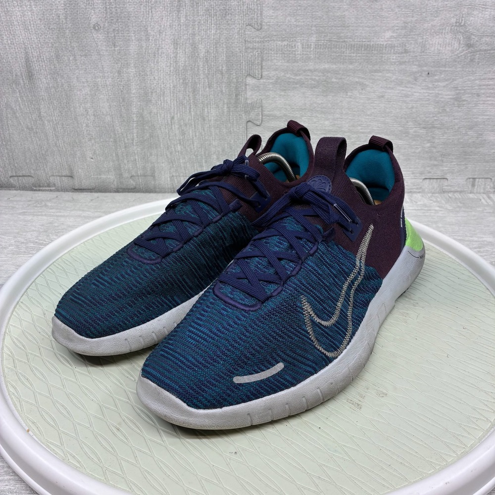 Nike Free Run Flyknit Next Nature Mens 11.5 Blue Red Running Shoes FB1276-300
